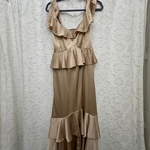 Show Me Your MuMu Beige High Low Dress